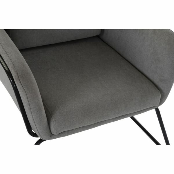 Sillón de diseño en tela gris y metal negro estilo contemporáneo