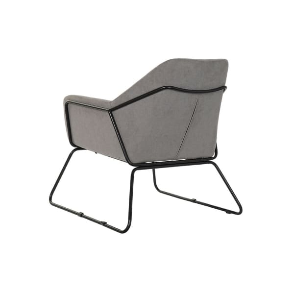 Fauteuil Design en Tissu Gris et Métal Noir Style Contemporain Vue de Dos