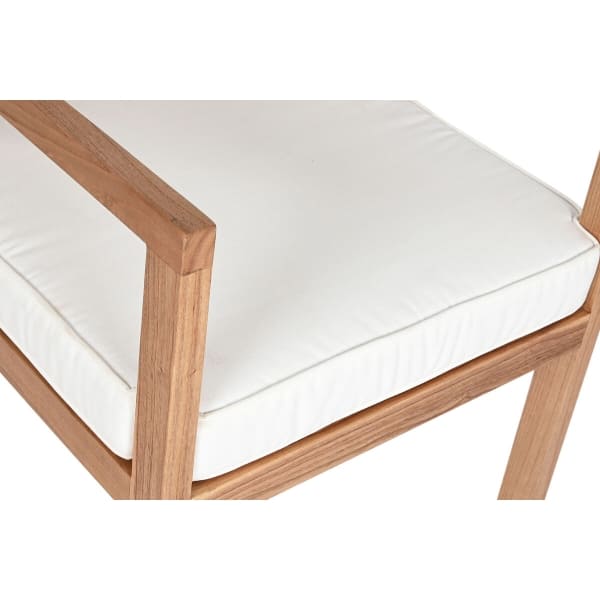 Teak Garden Seat, Fiber and White Cushion