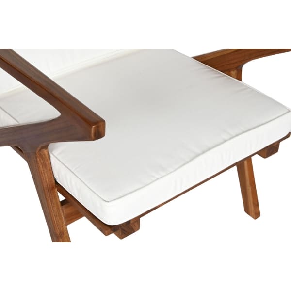 Fauteuil Ethnique en Teck Massif et Tissu Blanc ( 64 x 76 x 77 cm)