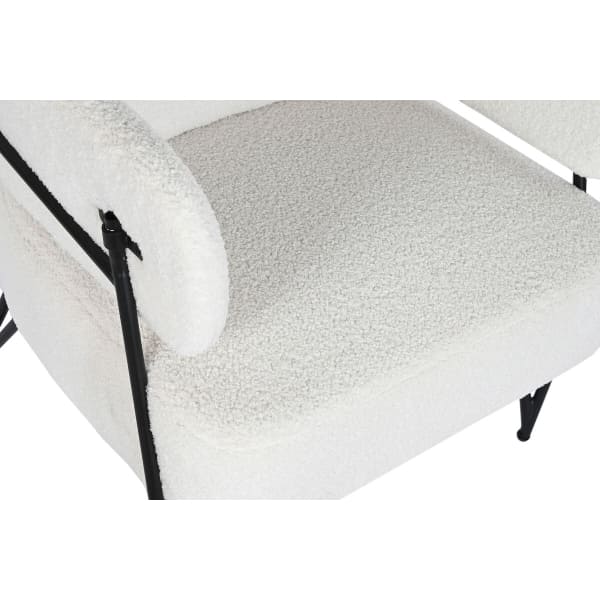 Fauteuil à Accoudoirs Design en Tissu Mouton Blanc