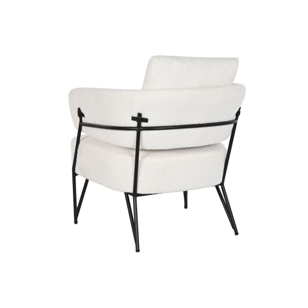 Fauteuil à Accoudoirs Design en Tissu Mouton Blanc