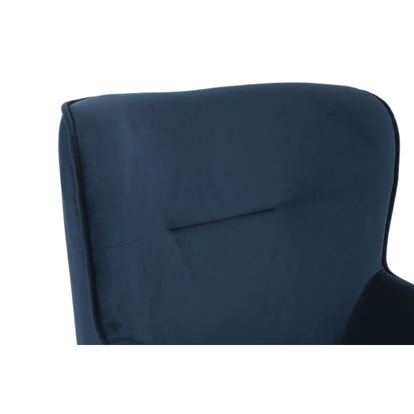 Siège Design en Velours Bleu Marine et Métal Noir