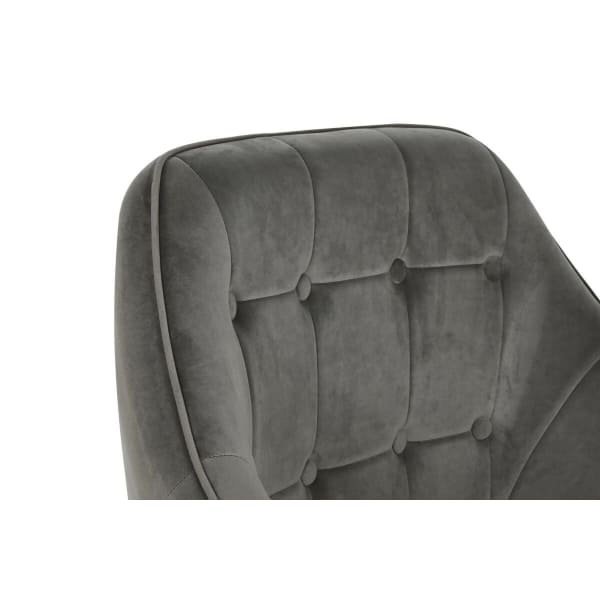 Fauteuil Contemporain Velours Gris et Métal Doré