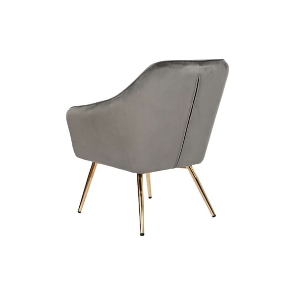 Fauteuil Contemporain Velours Gris et Métal Doré Vue de Dos