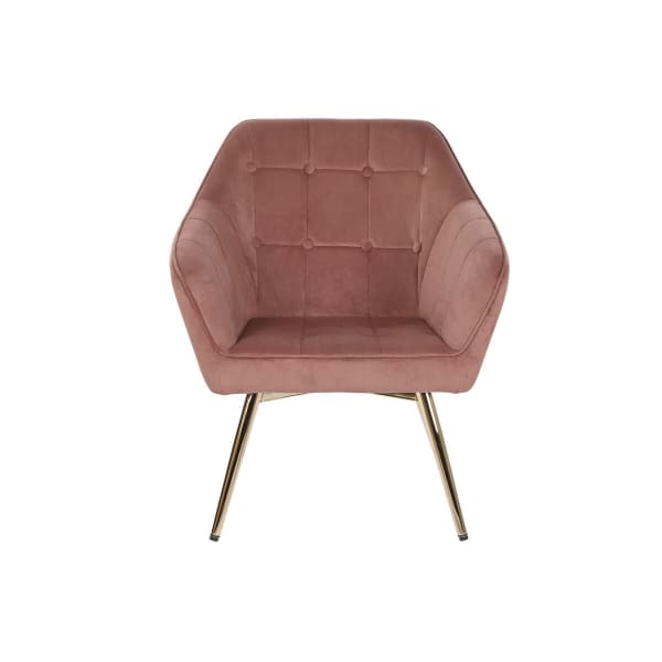 Fauteuil Contemporain Velours Terracotta et Métal Doré