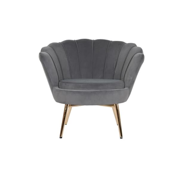 Fauteuil Coquillage Glamour Gris et Métal Doré