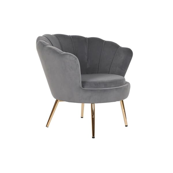 Fauteuil Coquillage Glamour Gris et Métal Doré