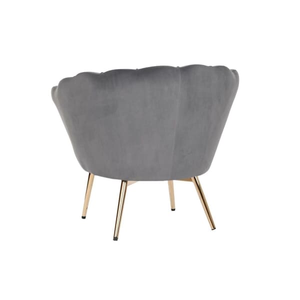 Fauteuil Coquillage Glamour Gris et Métal Doré