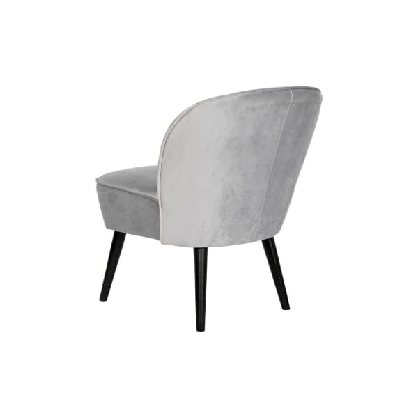 Fauteuil Velours Gris Clair et Bois Noir Style Moderne Vue de Dos