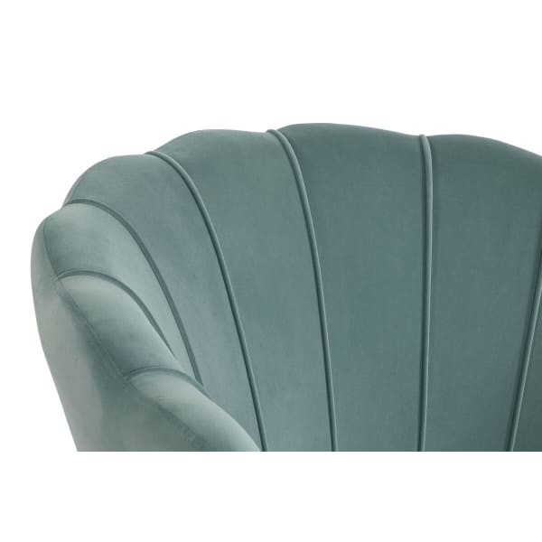 Fauteuil Coquillage Glamour Vert d'Eau et Métal Doré