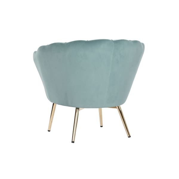 Fauteuil Coquillage Glamour Vert d'Eau et Métal Doré Vue de Dos