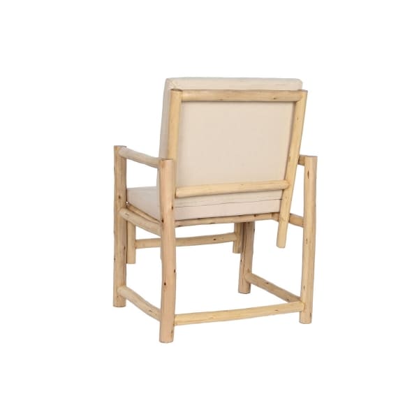 Chaise Atypique en Bois de Teck et Coton Beige ( 61 x 50 x 90 cm) Vue de Dos