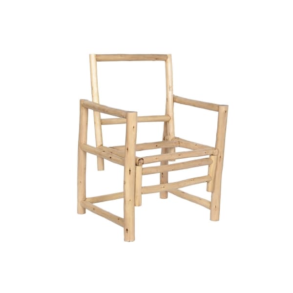 Atypical Chair in Teak Wood and Beige Cotton (61 x 50 x 90 cm)