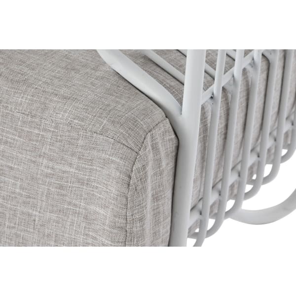 Designer Armchair in White Metal and Gray Cushions (76 x 66 x 65 cm)