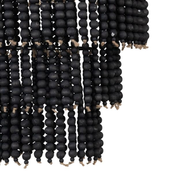 Grand Lustre en Perles de Bois Noirs