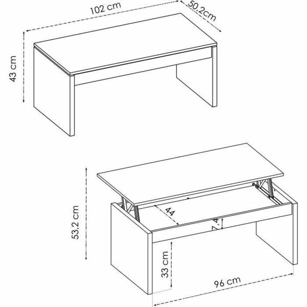 Table Basse Relevable en Bois