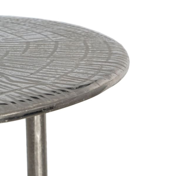 Table Basse Circulaire Aluminium Argenté ( 60 x 60 x 40 cm)