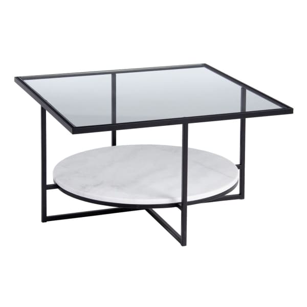 Table Basse Contemporaine en Verre, Marbre et Fer