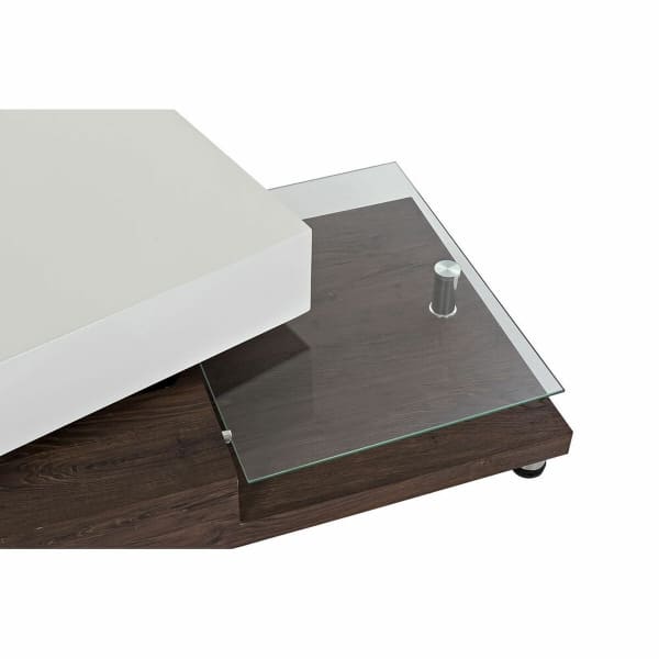 Contemporary White and Wood Rectangular Swivel Coffee Table