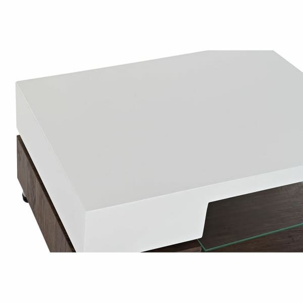 Contemporary White and Wood Rectangular Swivel Coffee Table