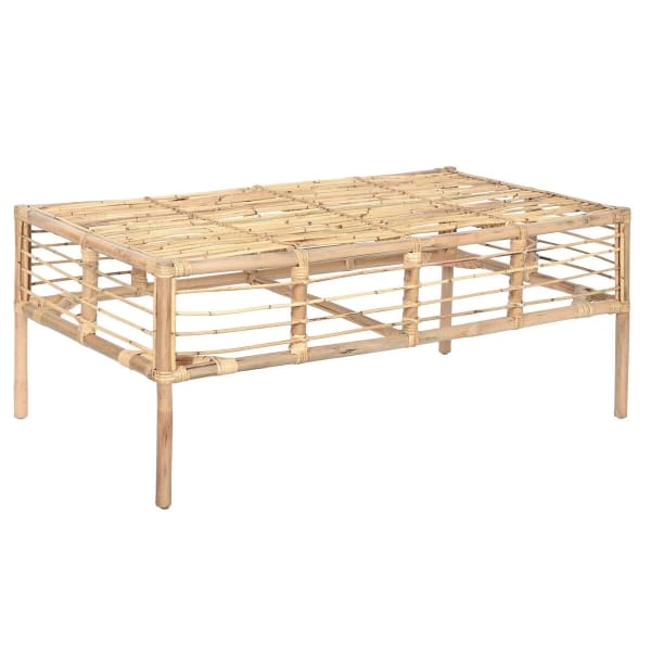 Table Basse Rectangulaire en Rotin Naturel Style Tropical