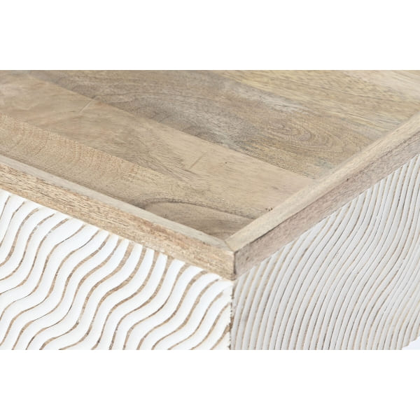 Table basse Exotique en Bois Blanc et Fer Doré (120 x 60 x 57 cm)