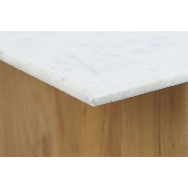 Table Basse en Marbre Blanc et Bois de Manguier, Design Japonais