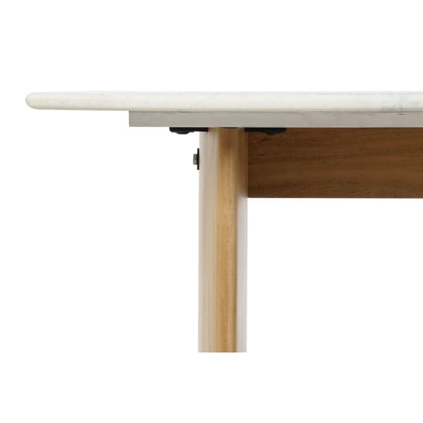 Table Basse en Marbre Blanc et Bois de Manguier, Design Japonais