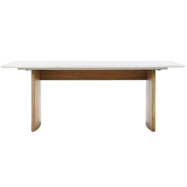 Table Basse en Marbre Blanc et Bois de Manguier, Design Japonais