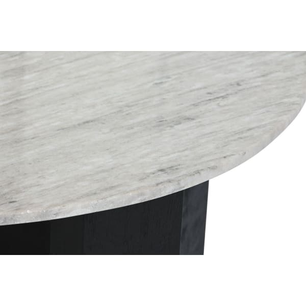 Table Basse Style Abstrait en Bois Noir et Marbre Blanc