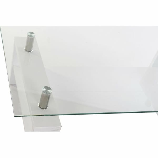 Mesa de centro moderna de vidrio y lacado blanco