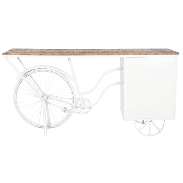 White and Wood Ice Cream Cart Design Entrance Console