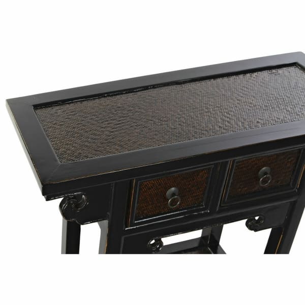 Small Chinese Console in Black Metal and Brown Wood