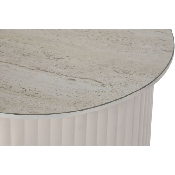 Contemporary Ceramic and White Metal Side Table