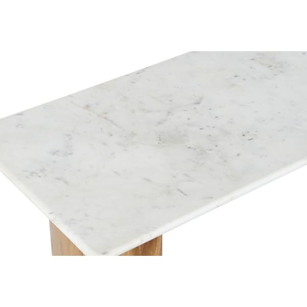 Japanese Design Console Furniture in White Marble and Mango Wood (120 x 38 x 77 cm)