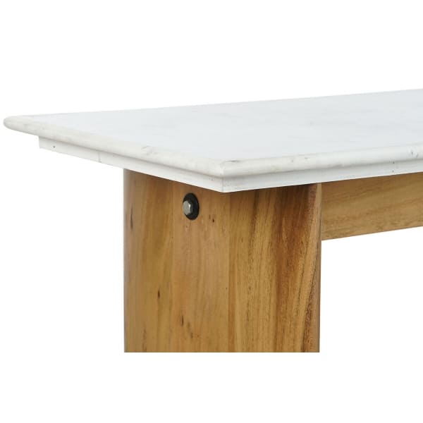 Japanese Design Console Furniture in White Marble and Mango Wood (120 x 38 x 77 cm)