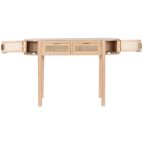 Console en Cannage de Rotin et Bois Naturel Design Moderne