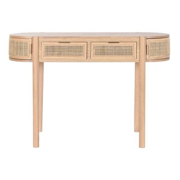 Console en Cannage de Rotin et Bois Naturel Design Moderne