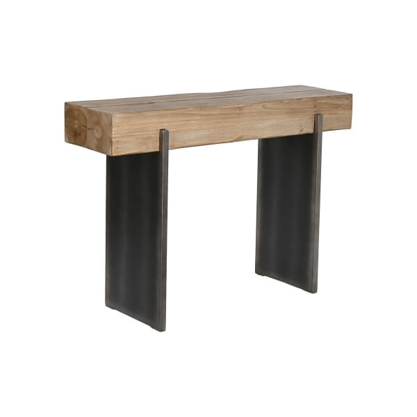 Console d'Entrée en Bois Massif et Métal Gris Foncé, Style Industriel Loft (120 x 35 x 81,5 cm)