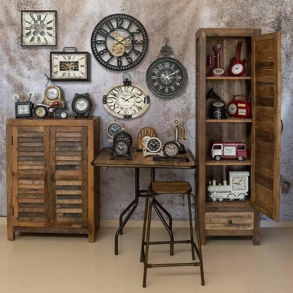 Table de Bar Vintage Carrée en Bois et Métal Noir (80 x 77 x 80 cm)