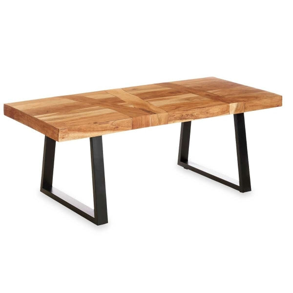 Table Basse Rectangulaire en Bois d'Acacia et Métal Noir TRAMA