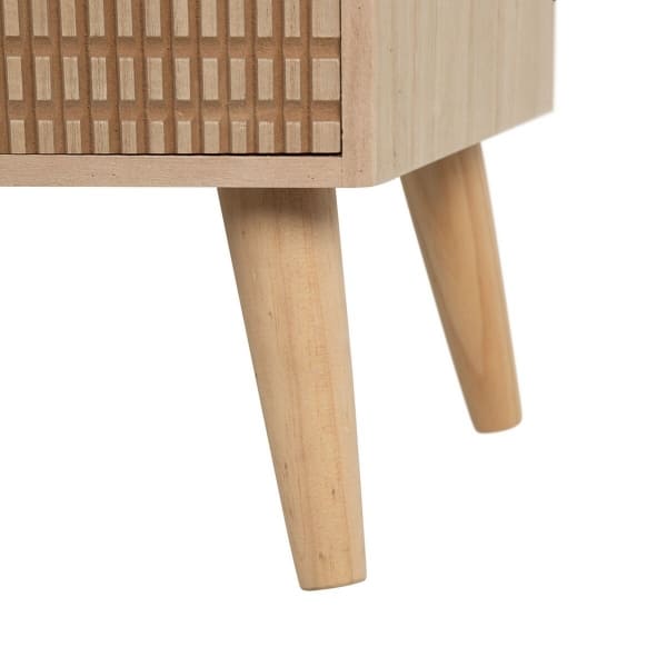 Mesita de noche de diseño africano en madera marrón