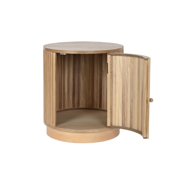 Table de Nuit Ronde Balinaise en Bois de Paulownia (43 x 43 x 48 cm)