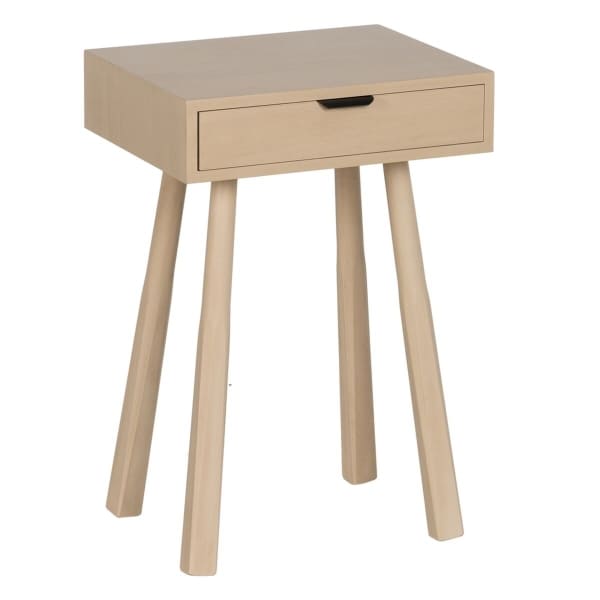 Table de Nuit en Bois Naturel Beige