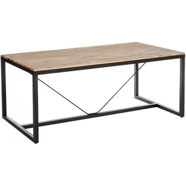 Table de Salle à Manger Industrielle Atmosphera Edena Naturel Marron en Bois d'acacia (180 x 90 x 75 cm)