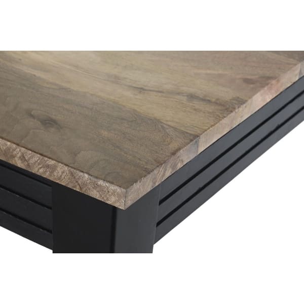 Mesa de comedor grande de madera de mango marrón y negro