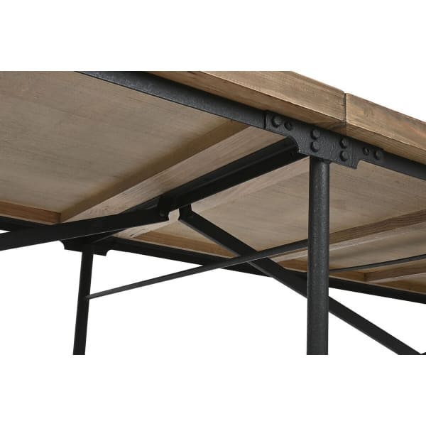 Grande table à Manger Industrielle Bois et Métal Noir (300 x 100 x 76 cm)