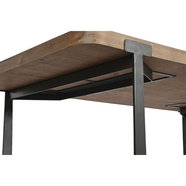 Table à Manger Vintage en Bois de Sapin et Fer Noir (180 x 90 x 76 cm)