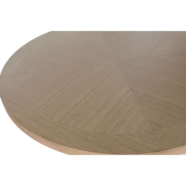 Mesa de comedor redonda contemporánea en madera natural y caucho